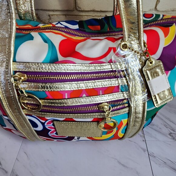 Euc Coach Poppy Graffitti Pop Art Signature Tote Bag w/Wallet - Picture 4 of 17